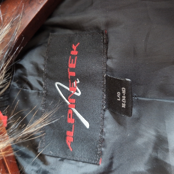 Alpinetek Short Down Red Fur-Trimmed Jacket - Picture 4 of 14